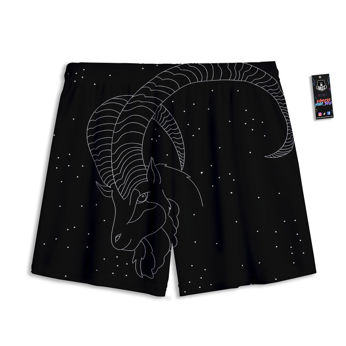 Capricorn Sign White And Black Print Mesh Shorts