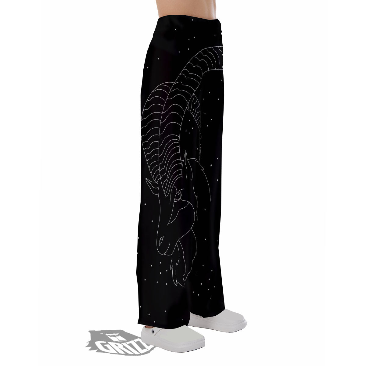 Capricorn Sign White And Black Print Pajama Pants-grizzshop