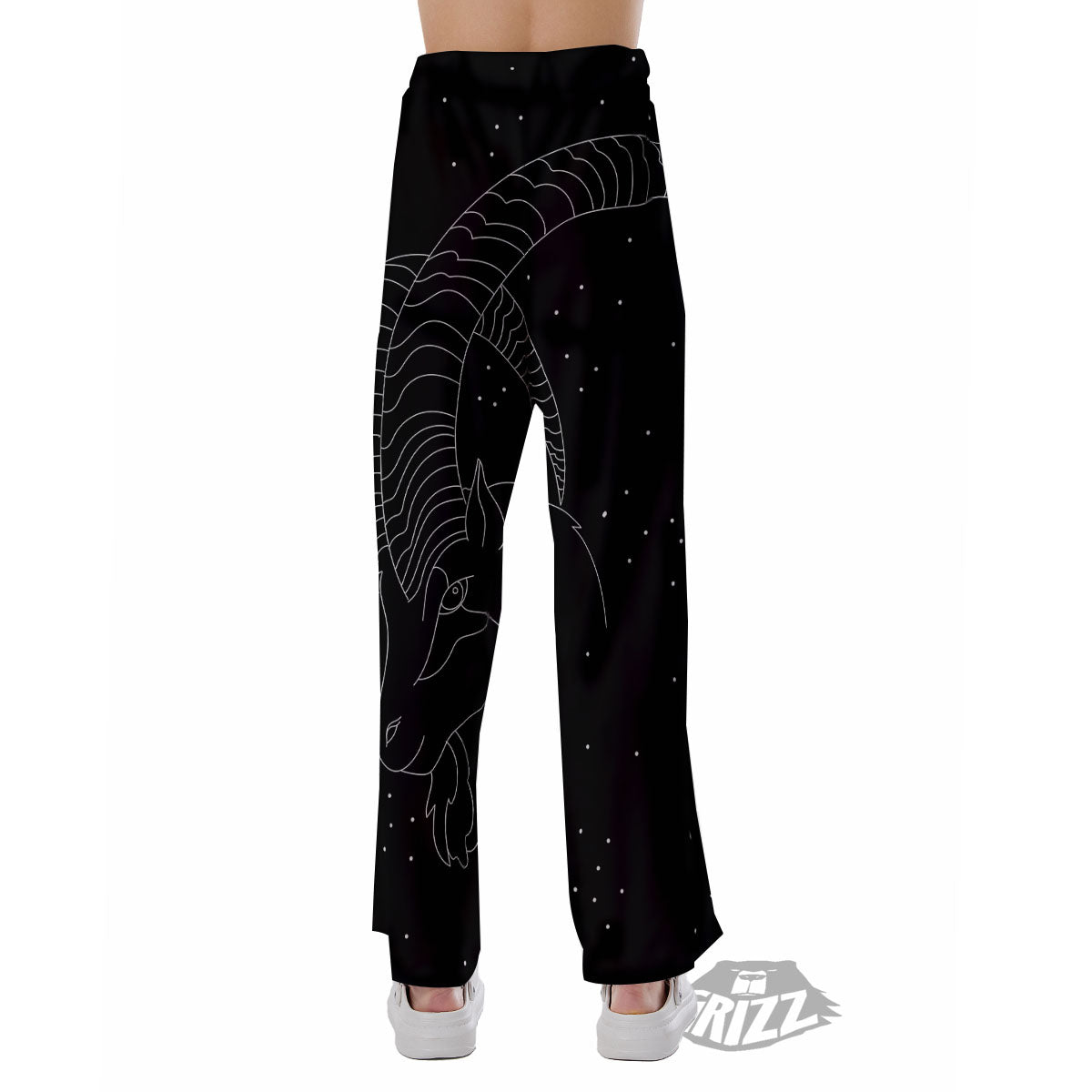 Capricorn Sign White And Black Print Pajama Pants-grizzshop