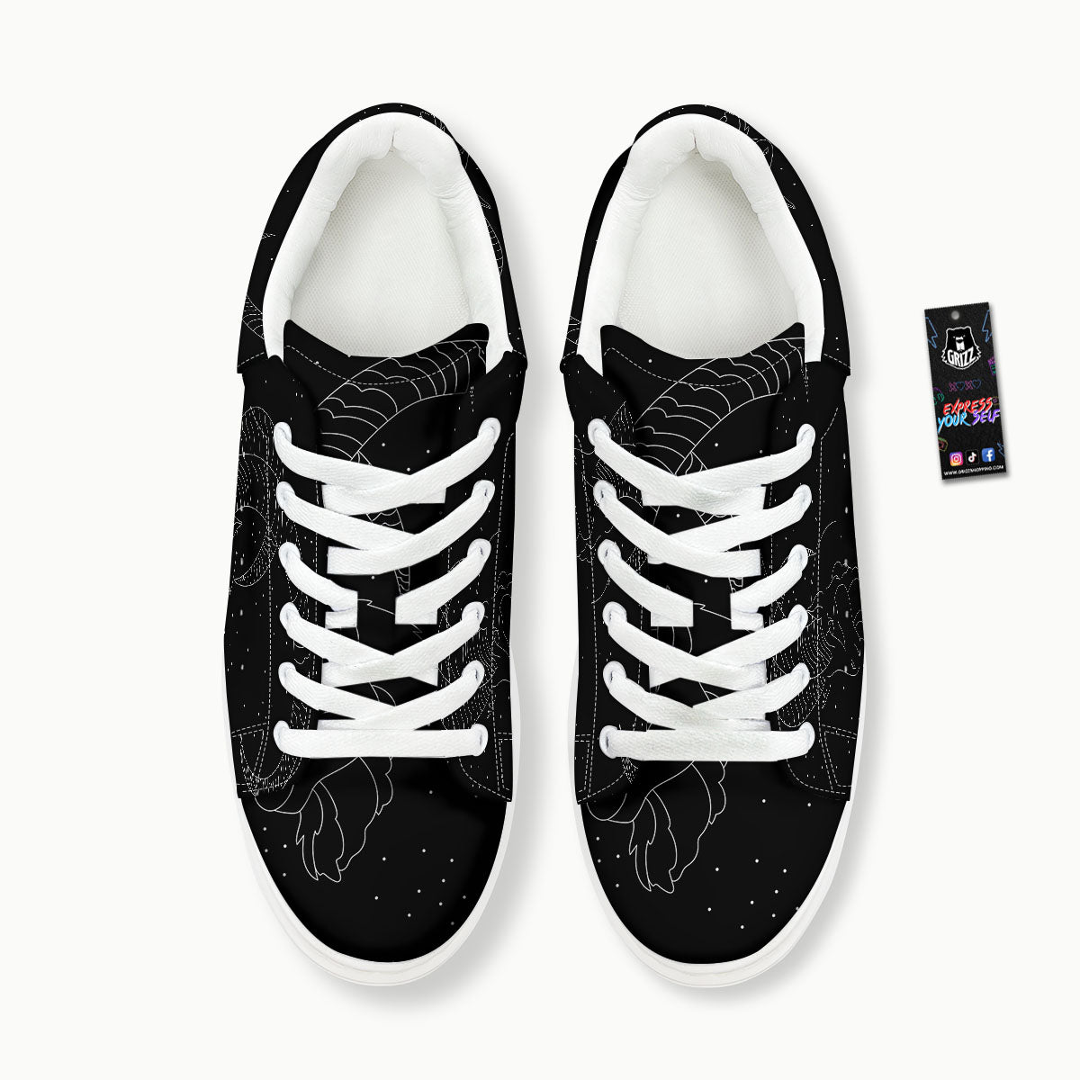Capricorn Sign White And Black Print Platform Shoes-grizzshop