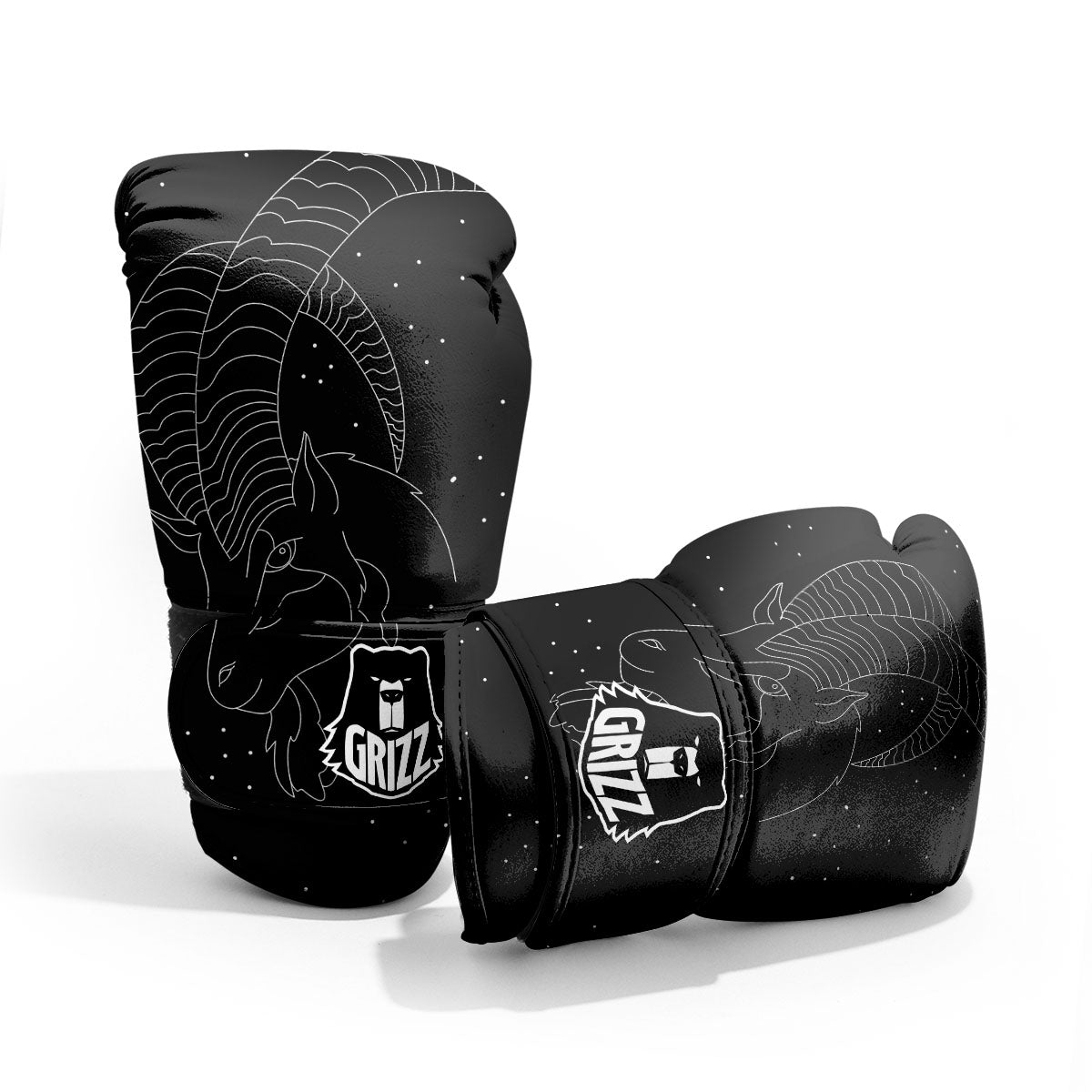 Capricorn Sign White And Black Print Pro Boxing Glove