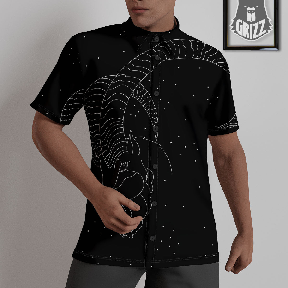 Capricorn Sign White And Black Print Untucked Shirts-grizzshop