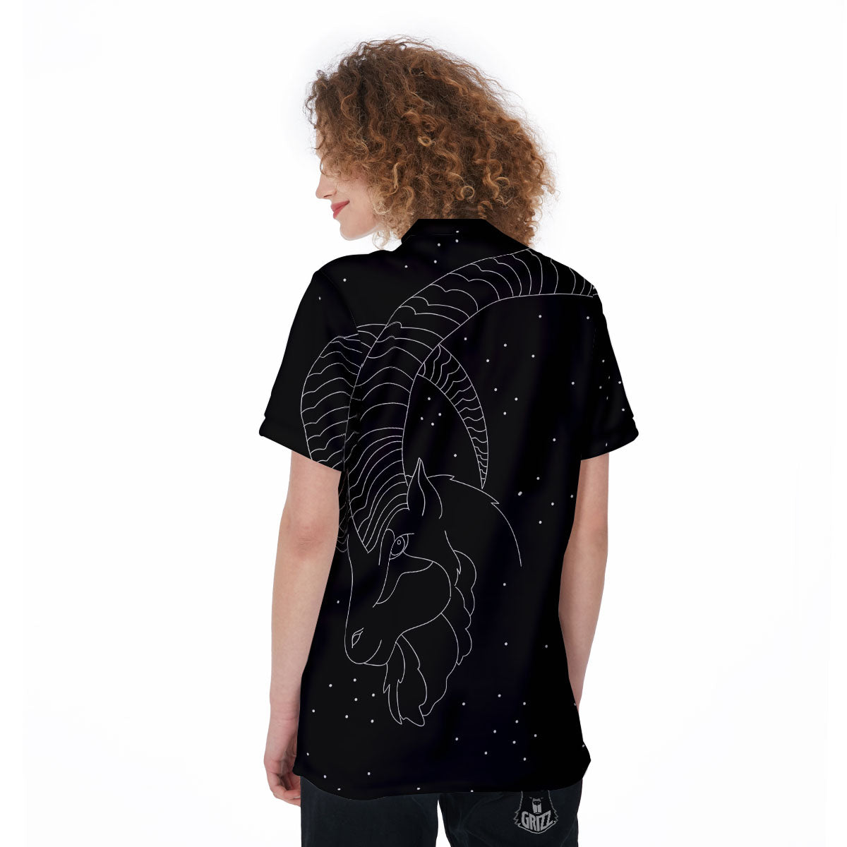 Capricorn Sign White And Black Print Women's Golf Shirts-grizzshop