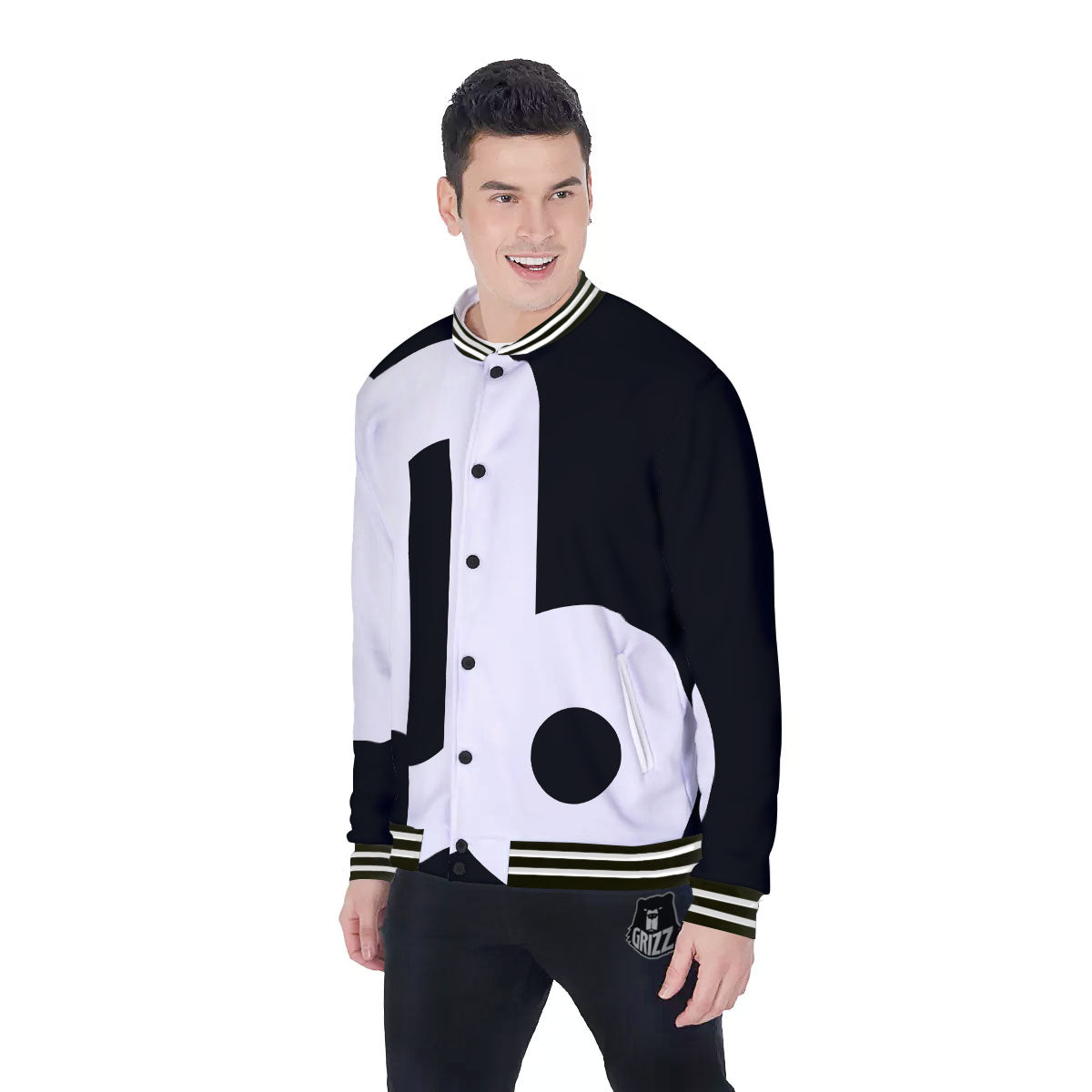 Capricorn Sign Zodiac White And Black Print Baseball Jacket-grizzshop