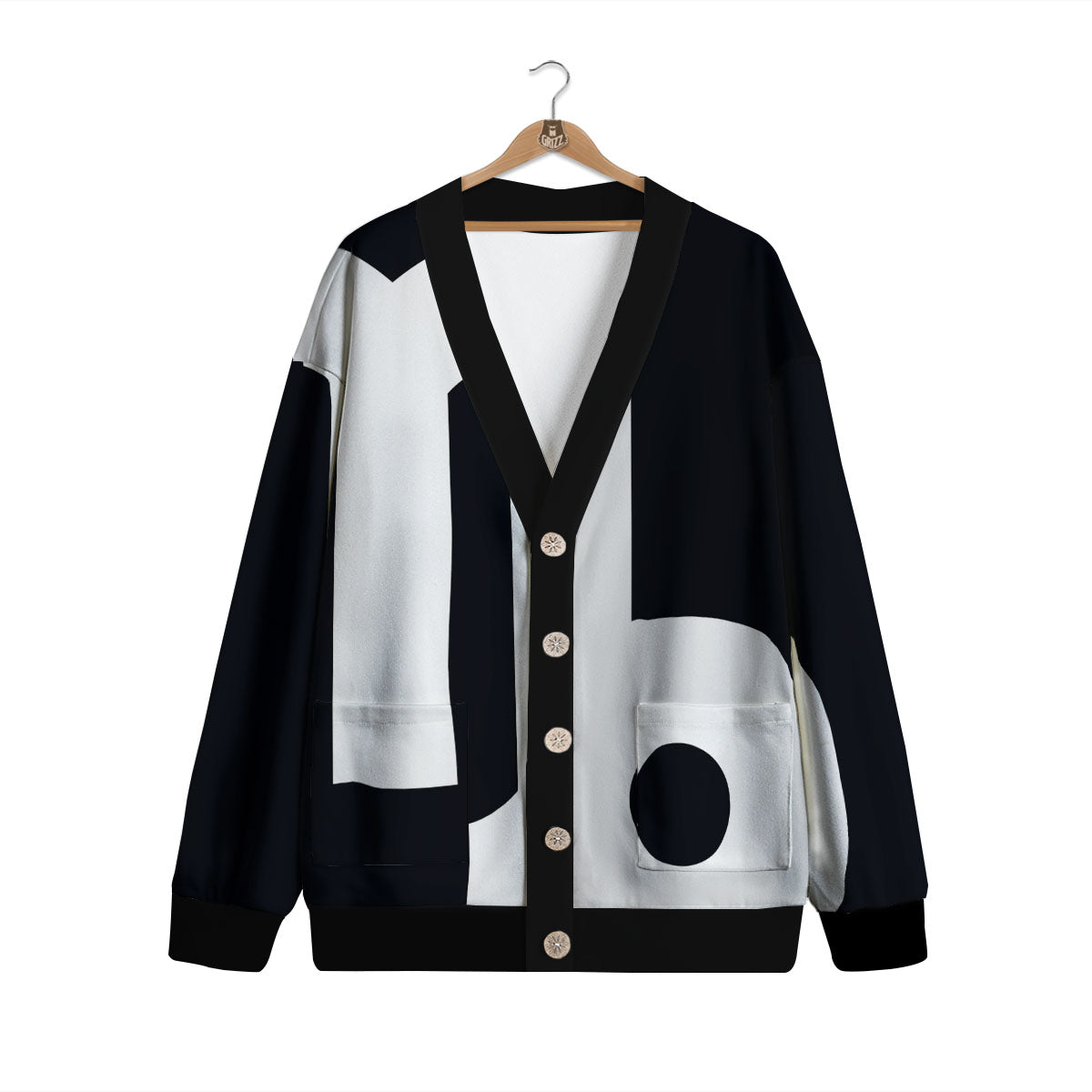 Capricorn Sign Zodiac White And Black Print Cardigan-grizzshop