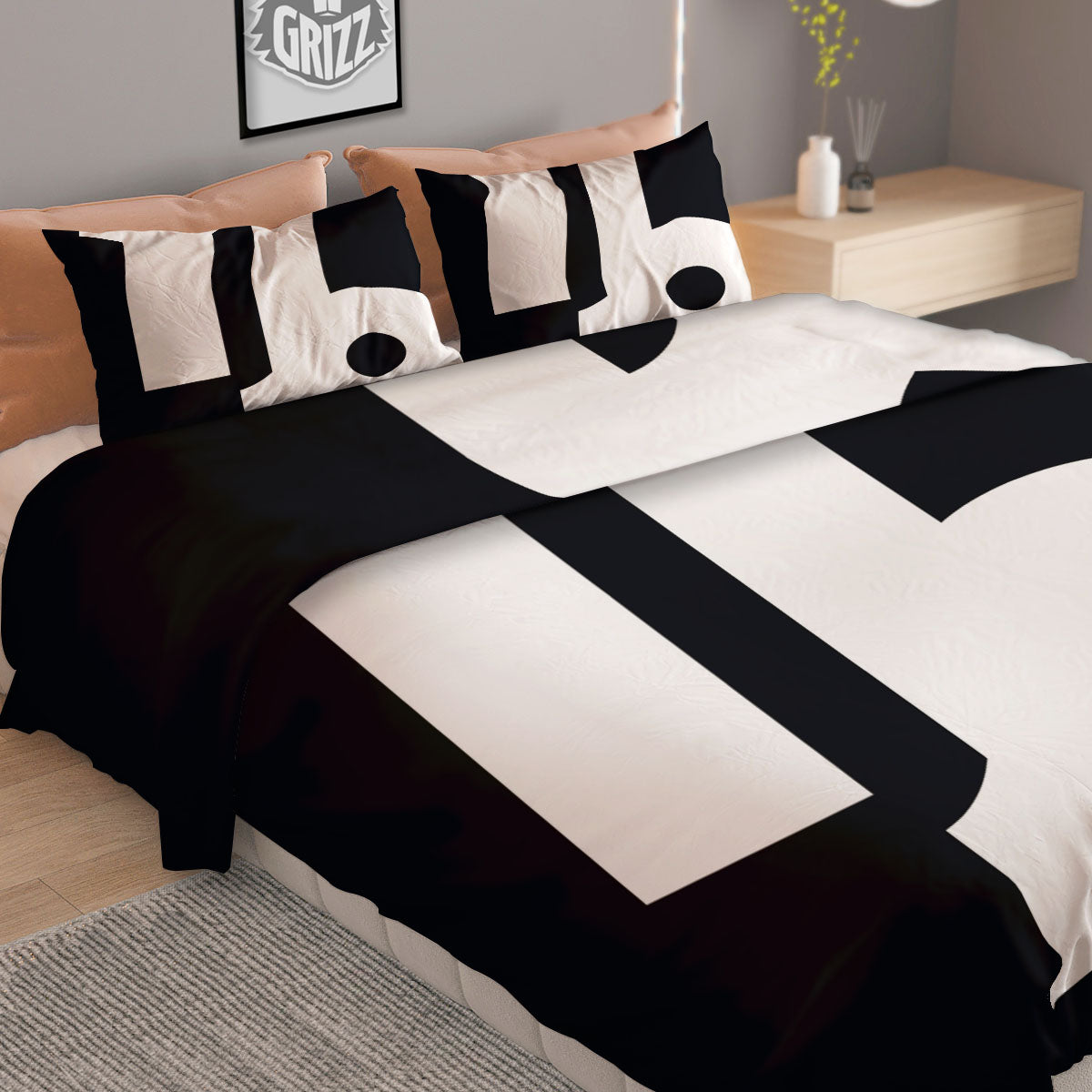 Capricorn Sign Zodiac White And Black Print Duvet Cover Bedding Set