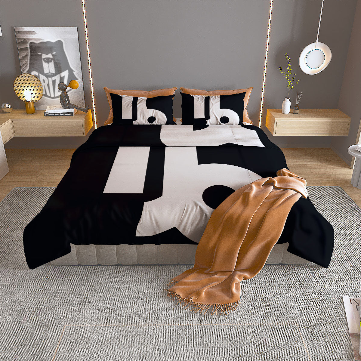 Capricorn Sign Zodiac White And Black Print Duvet Cover Bedding Set