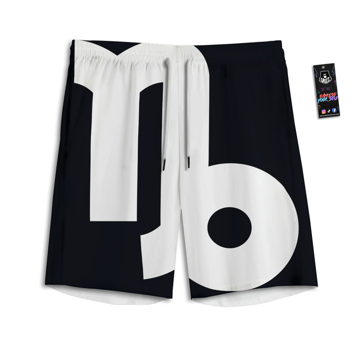 Capricorn Sign Zodiac White And Black Print Men's Athletic Shorts