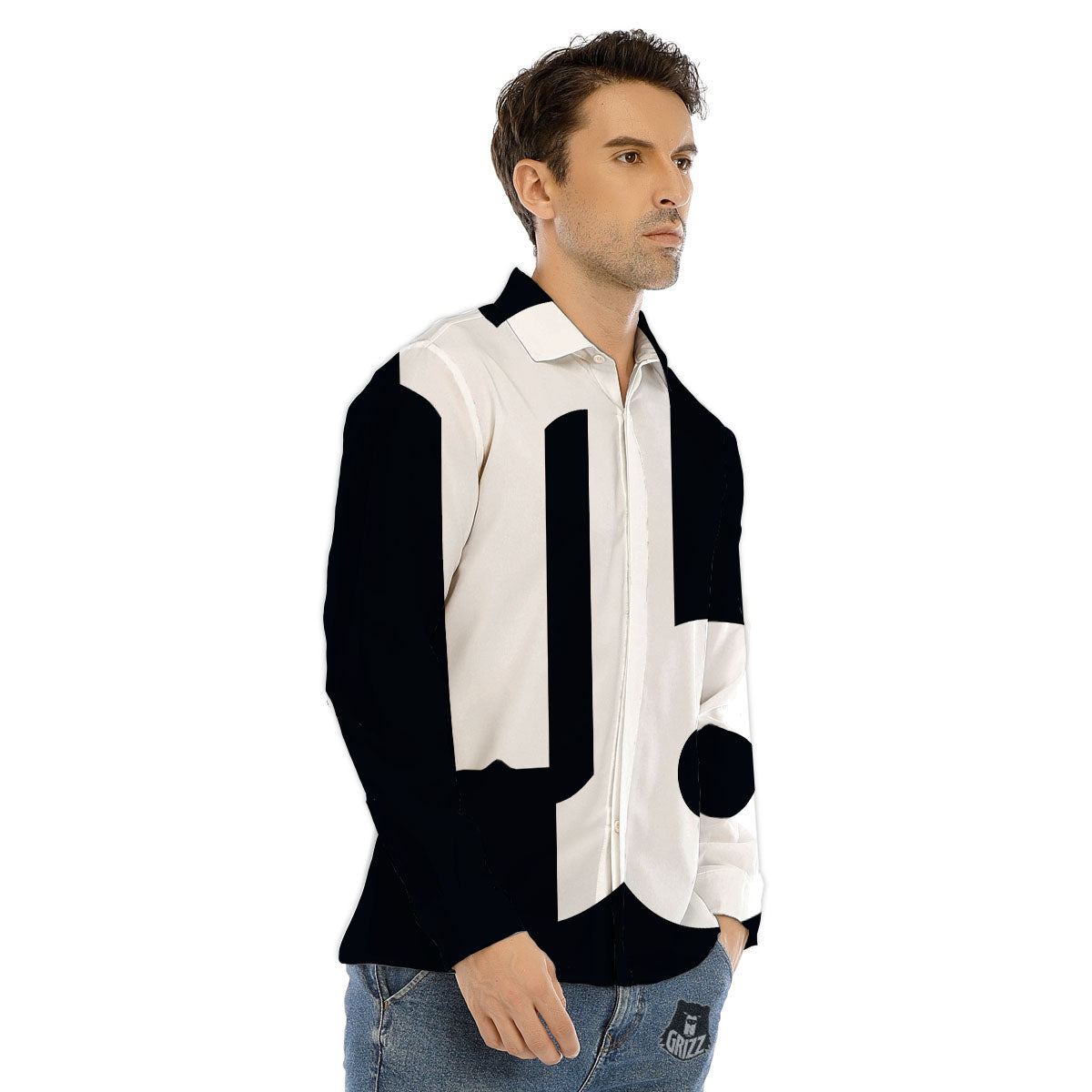 Capricorn Sign Zodiac White And Black Print Men's Dress Shirts-grizzshop