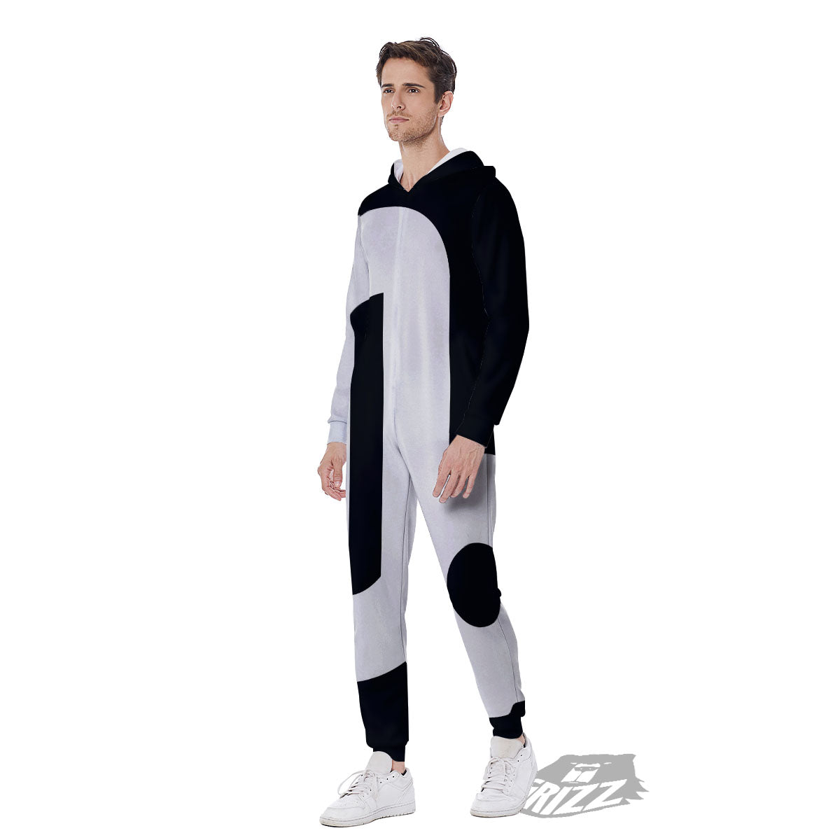Capricorn Sign Zodiac White And Black Print Men's Jumpsuit-grizzshop