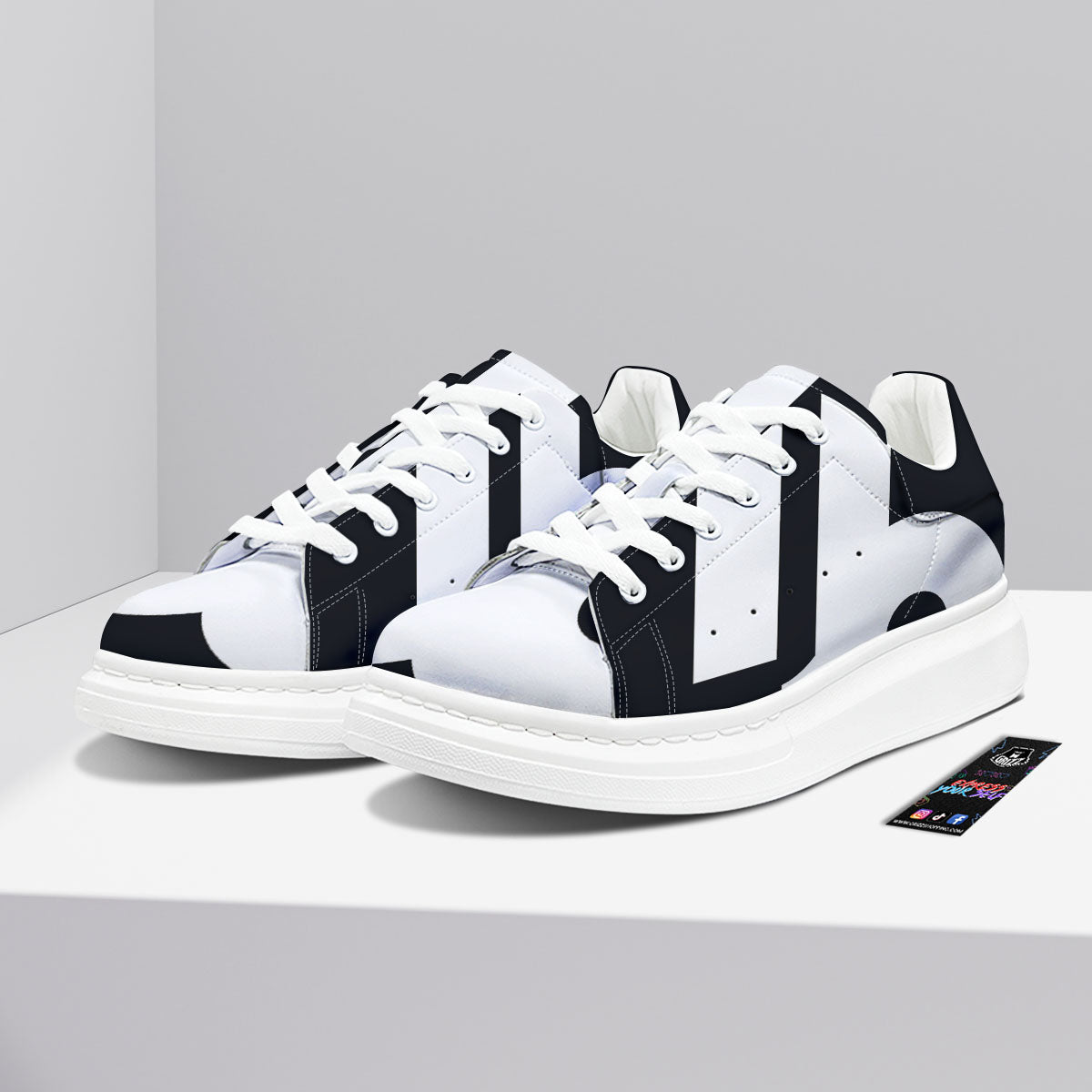 Capricorn Sign Zodiac White And Black Print Platform Shoes-grizzshop