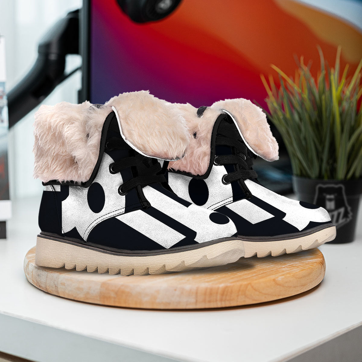 Capricorn Sign Zodiac White And Black Print Snow Boots-grizzshop