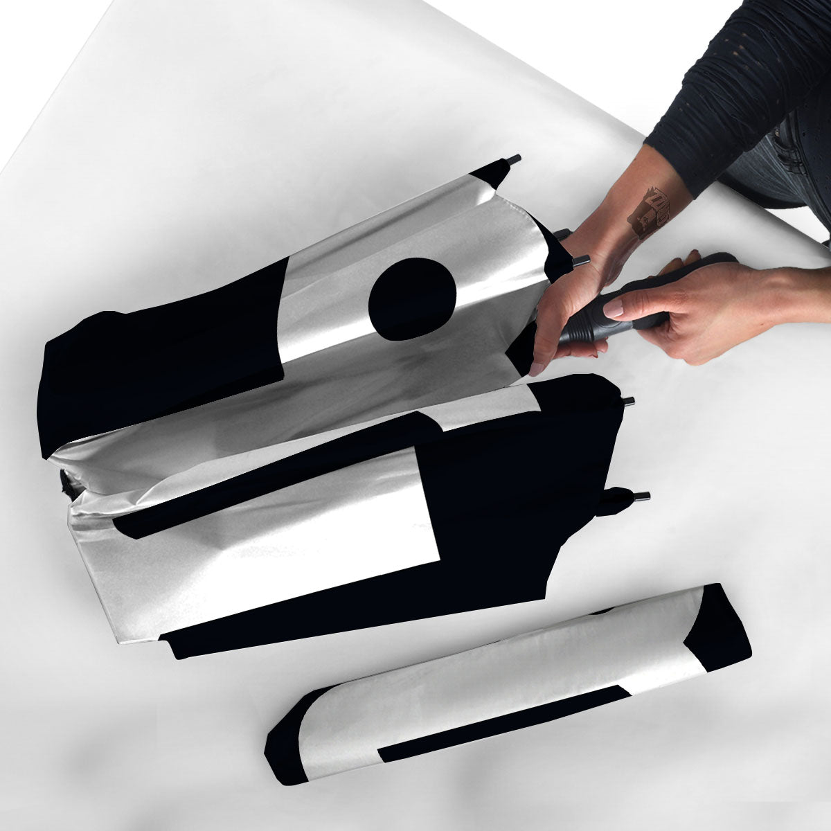 Capricorn Sign Zodiac White And Black Print Umbrella-grizzshop