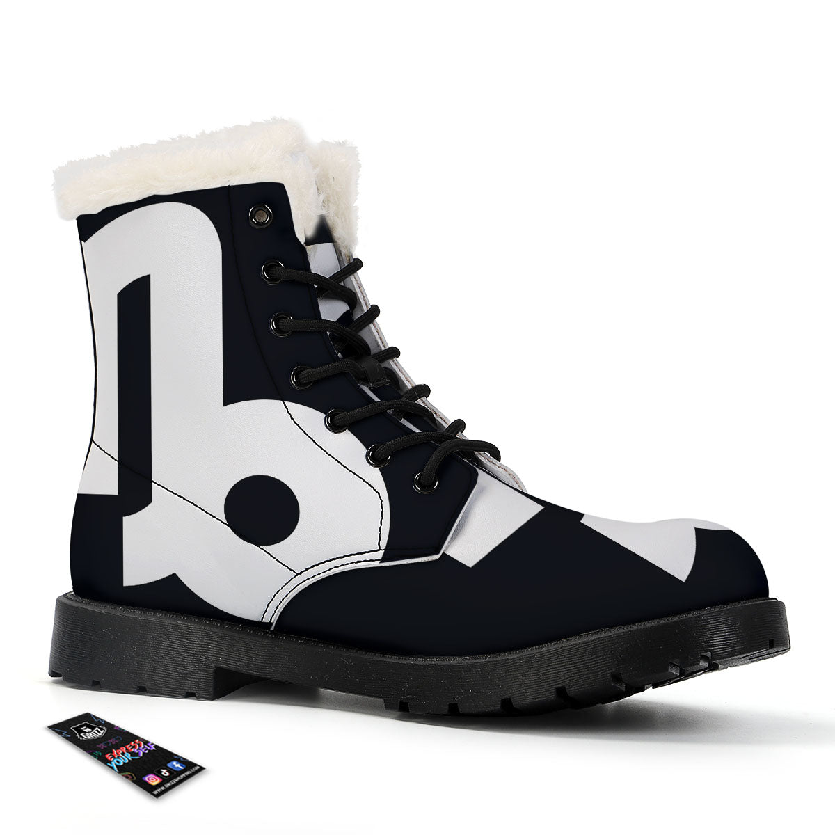 Capricorn Sign Zodiac White And Black Print Winter Boots-grizzshop