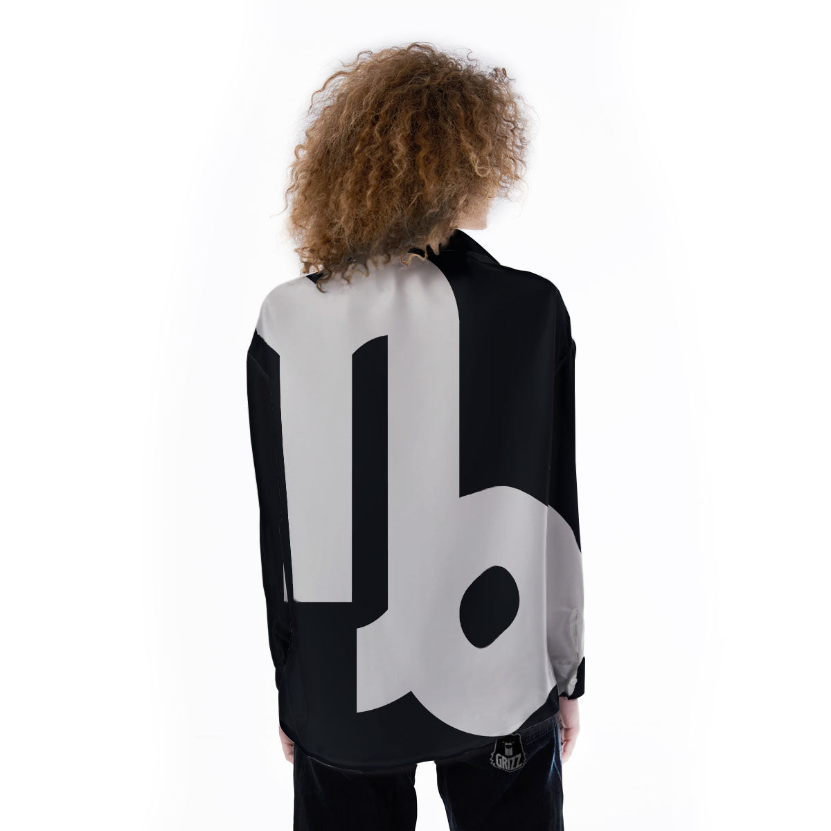 Capricorn Sign Zodiac White And Black Print Women's Long Sleeve Shirts-grizzshop