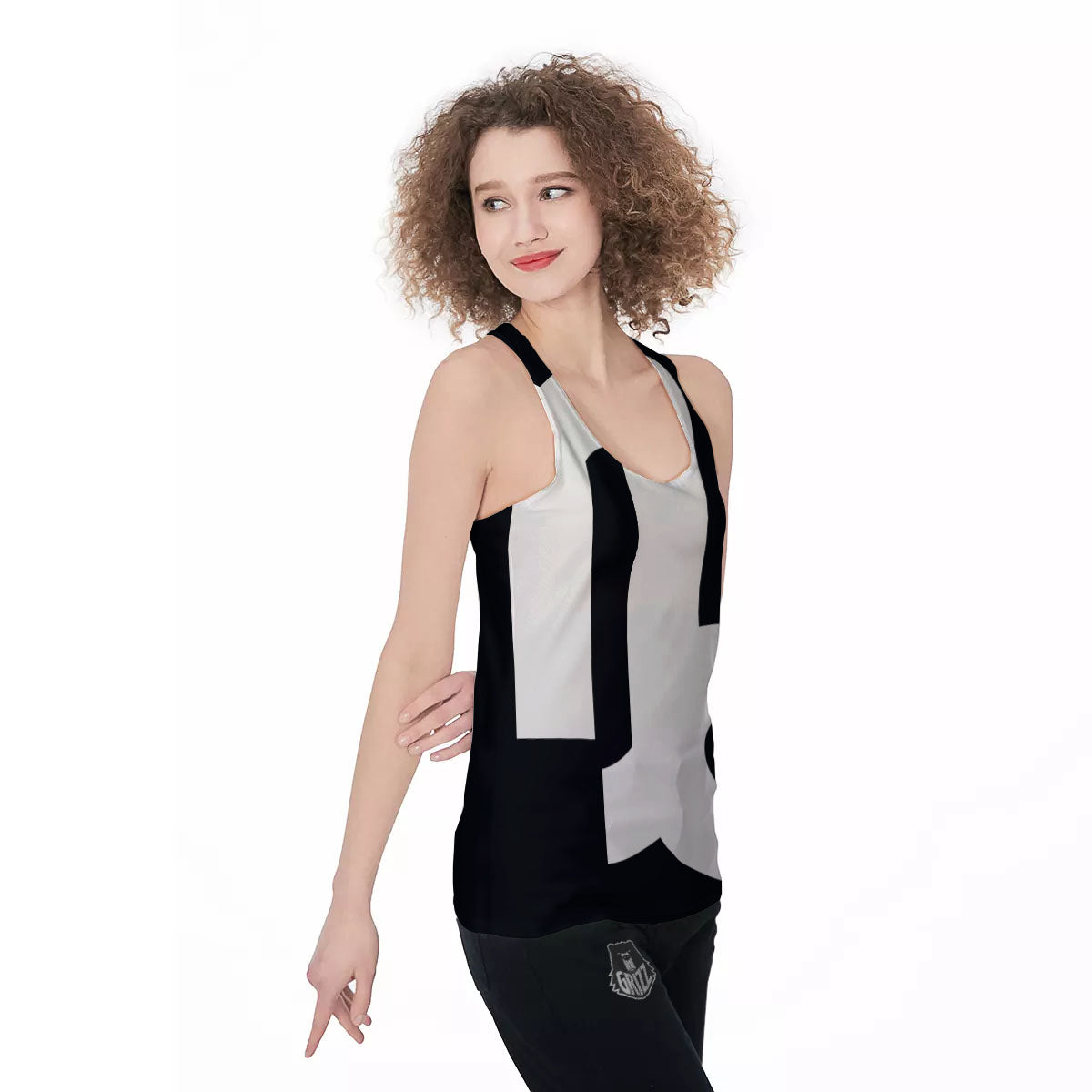 Capricorn Sign Zodiac White And Black Print Women's Racerback Tank Top-grizzshop