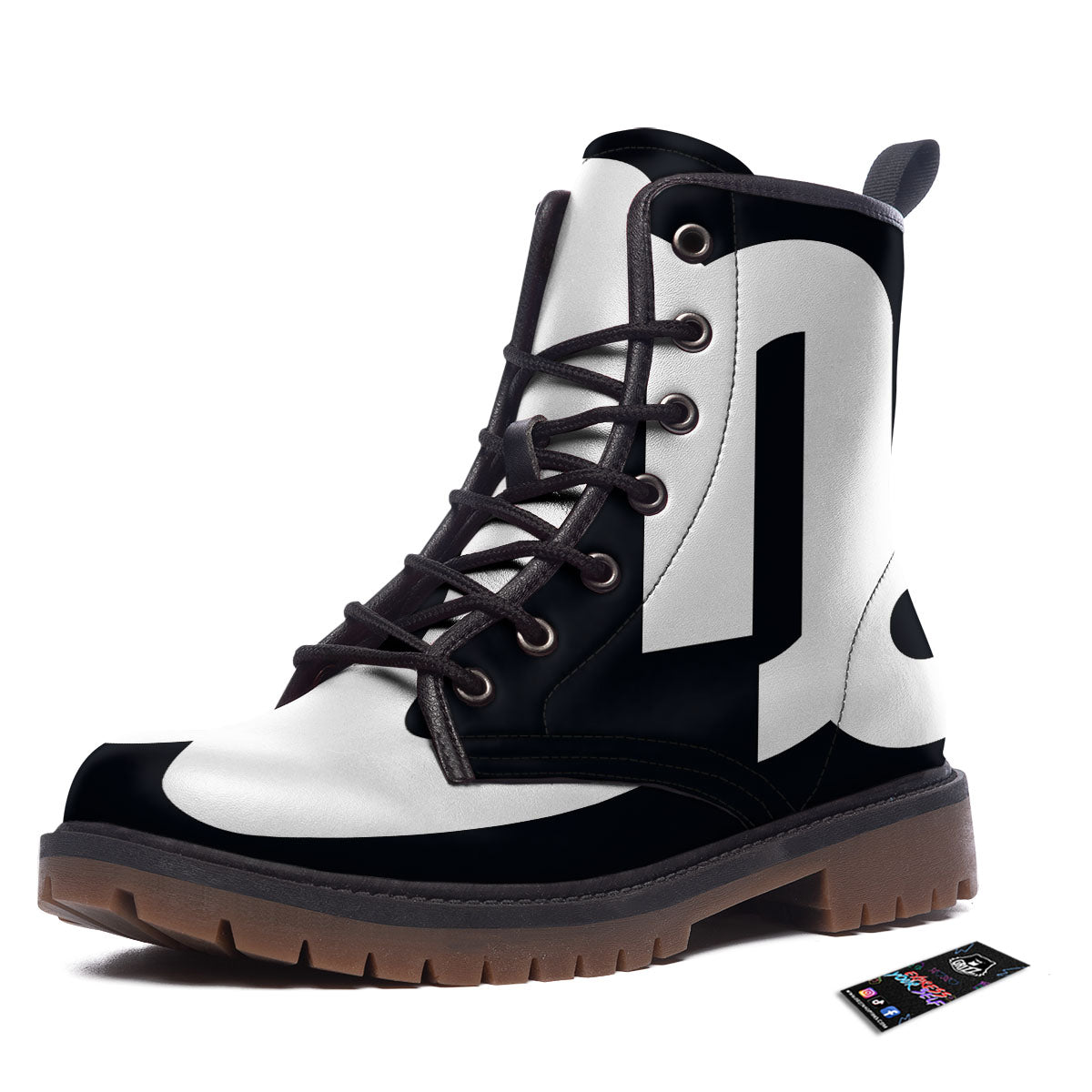 Capricorn Sign Zodiac White And Black Print Work Boots-grizzshop
