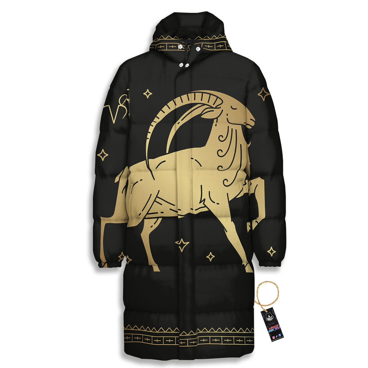 Capricorn Sign Astrological Print Long Down Jacket