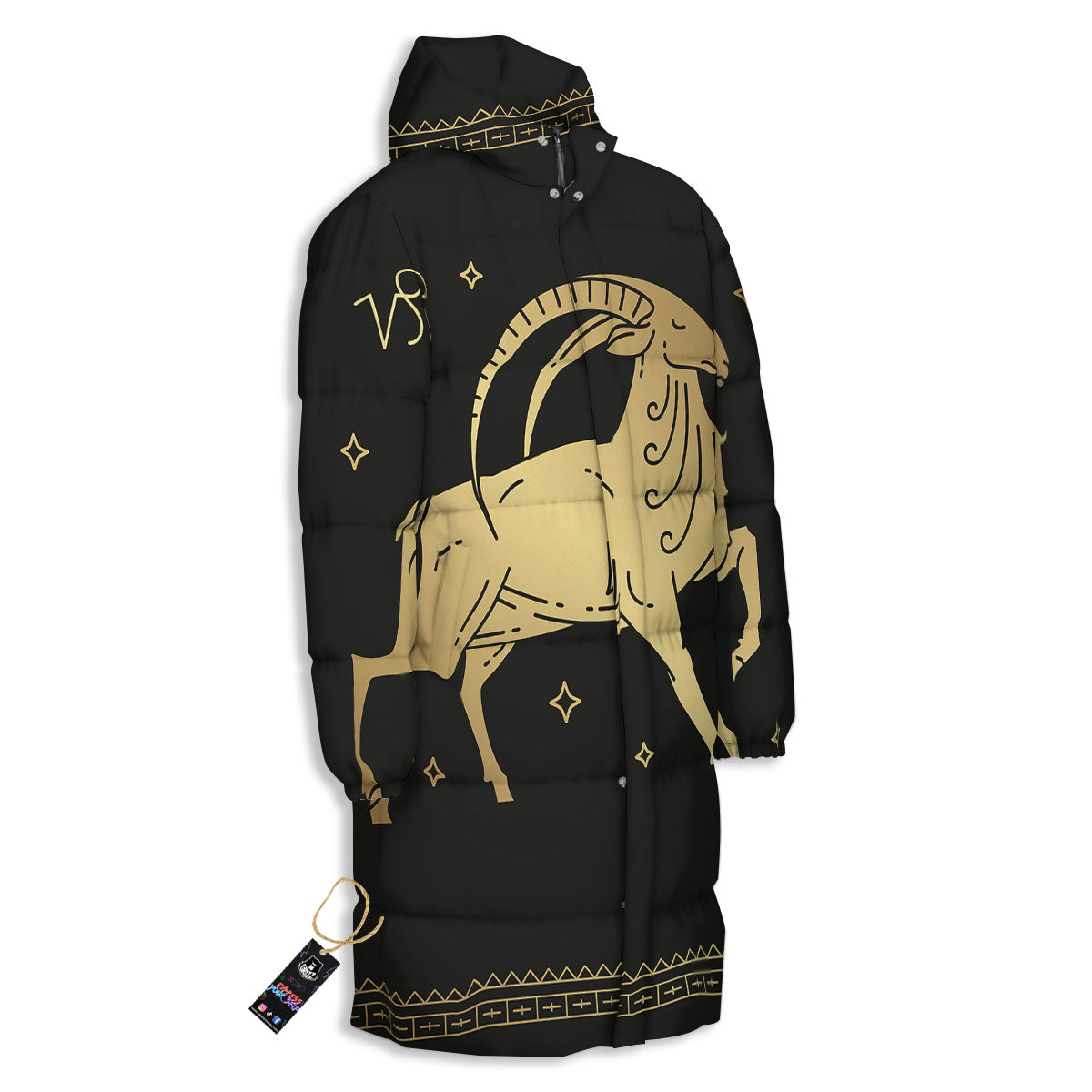 Capricorn Sign Astrological Print Long Down Jacket