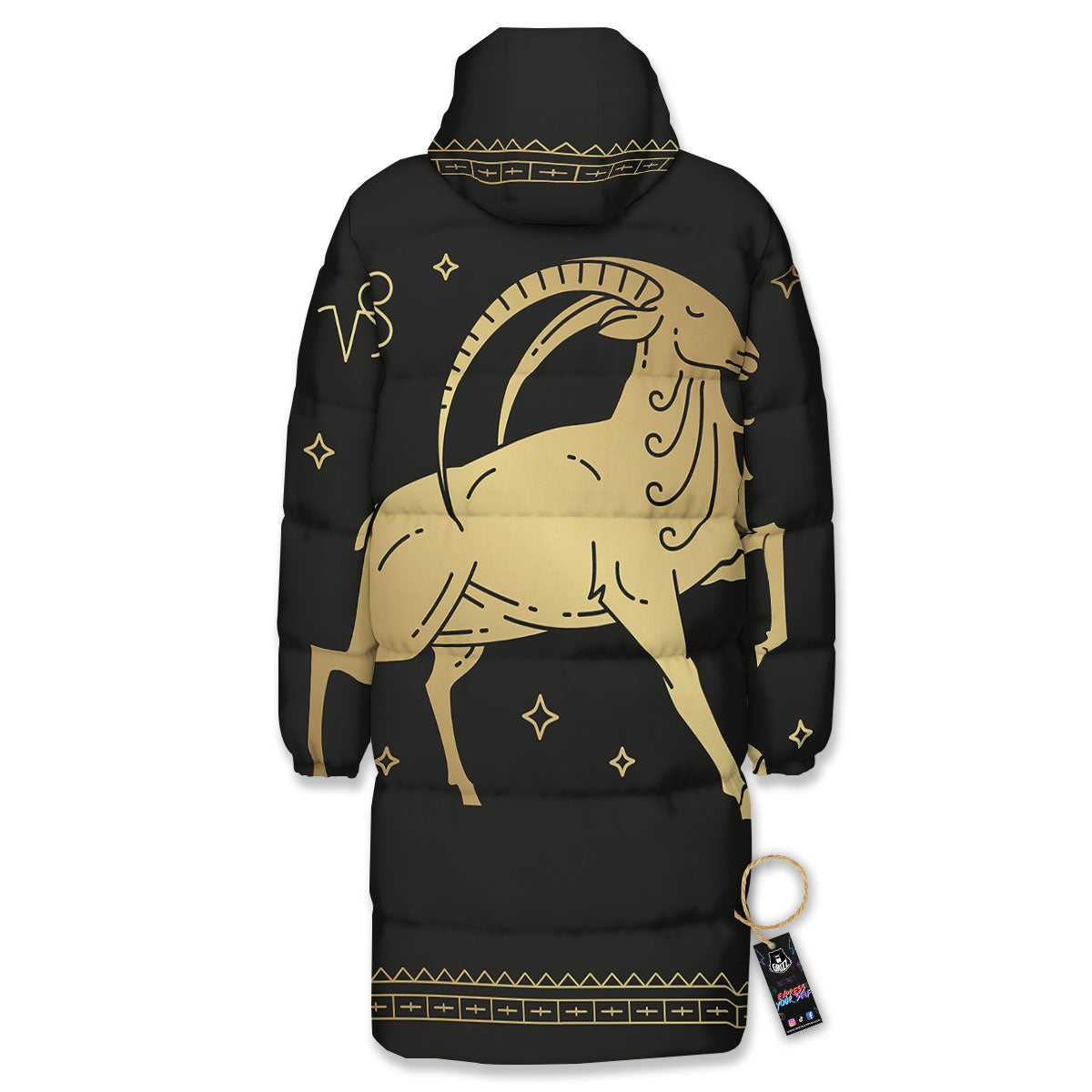 Capricorn Sign Astrological Print Long Down Jacket