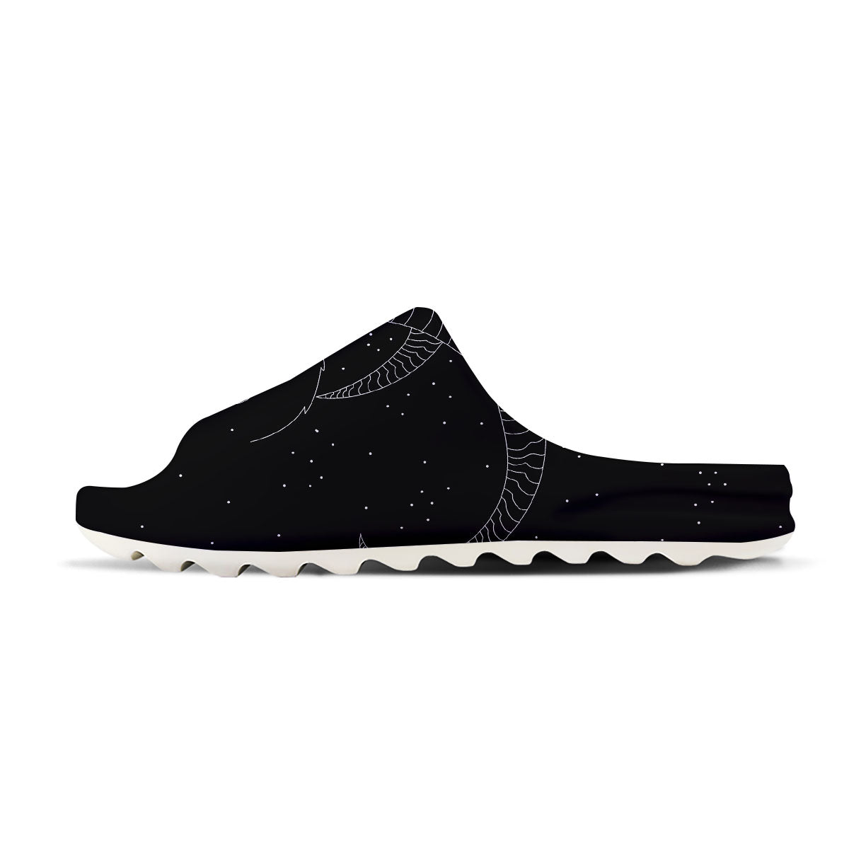 Capricorn Sign White And Black Print Sandals-grizzshop