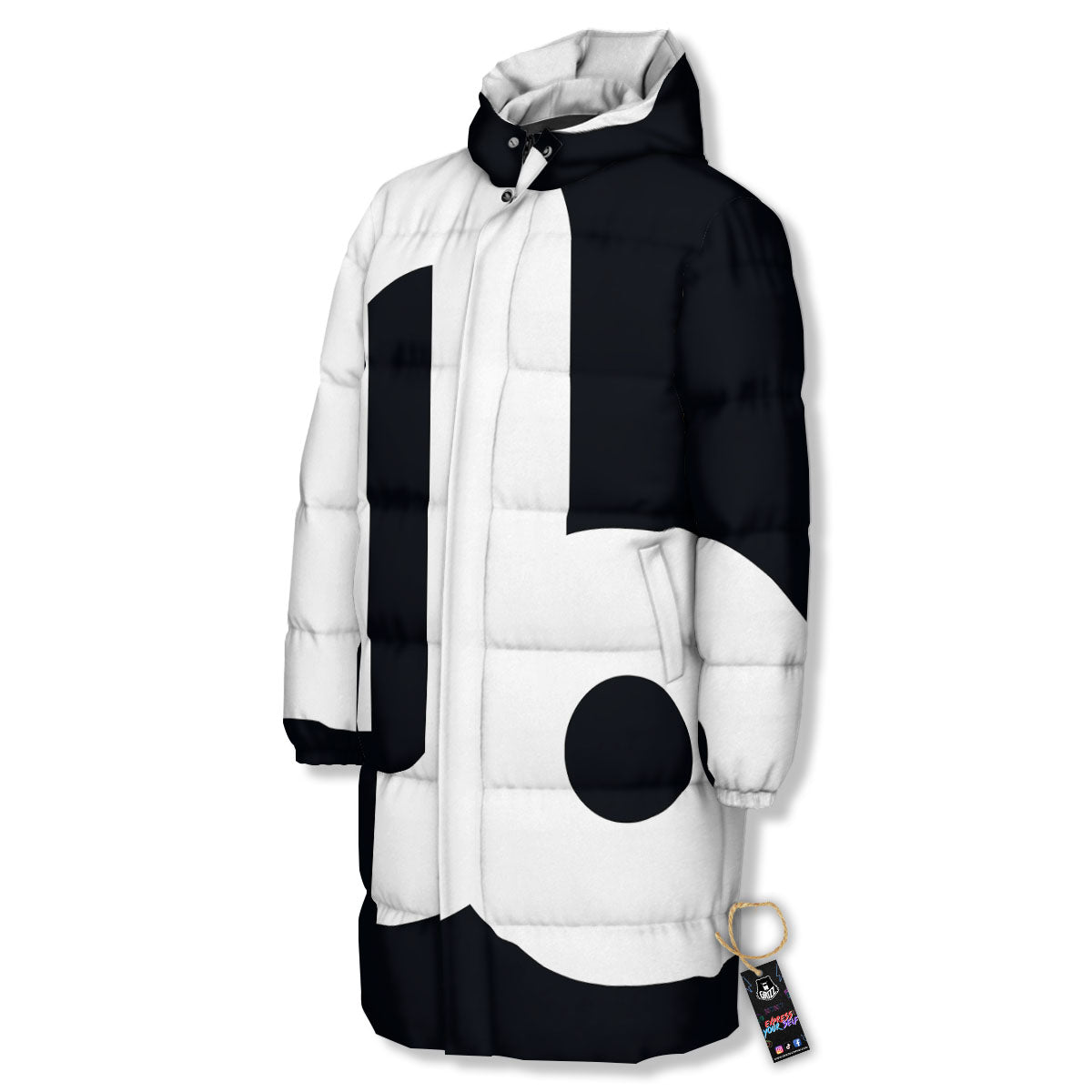 Capricorn Sign Zodiac White And Black Print Long Down Jacket