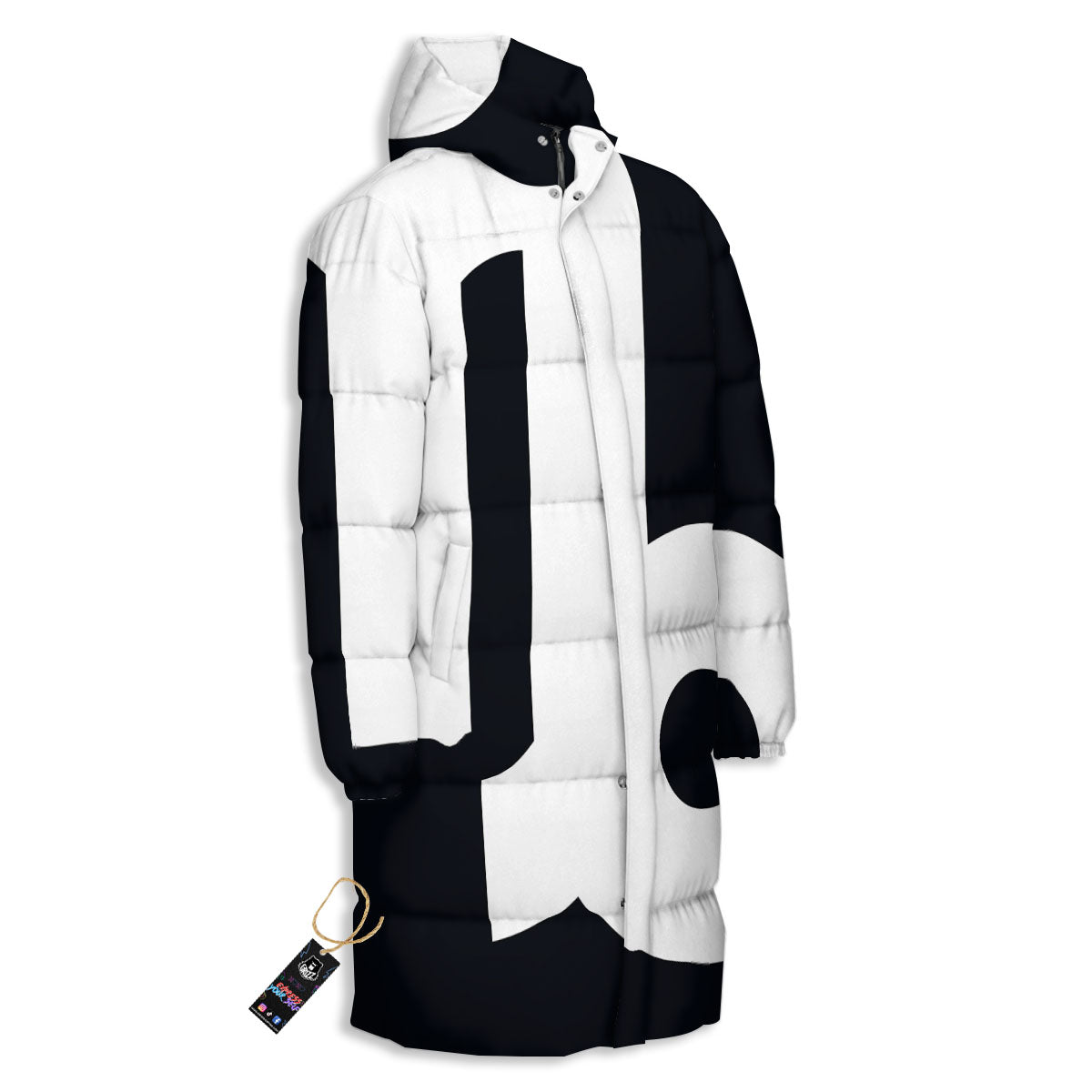 Capricorn Sign Zodiac White And Black Print Long Down Jacket