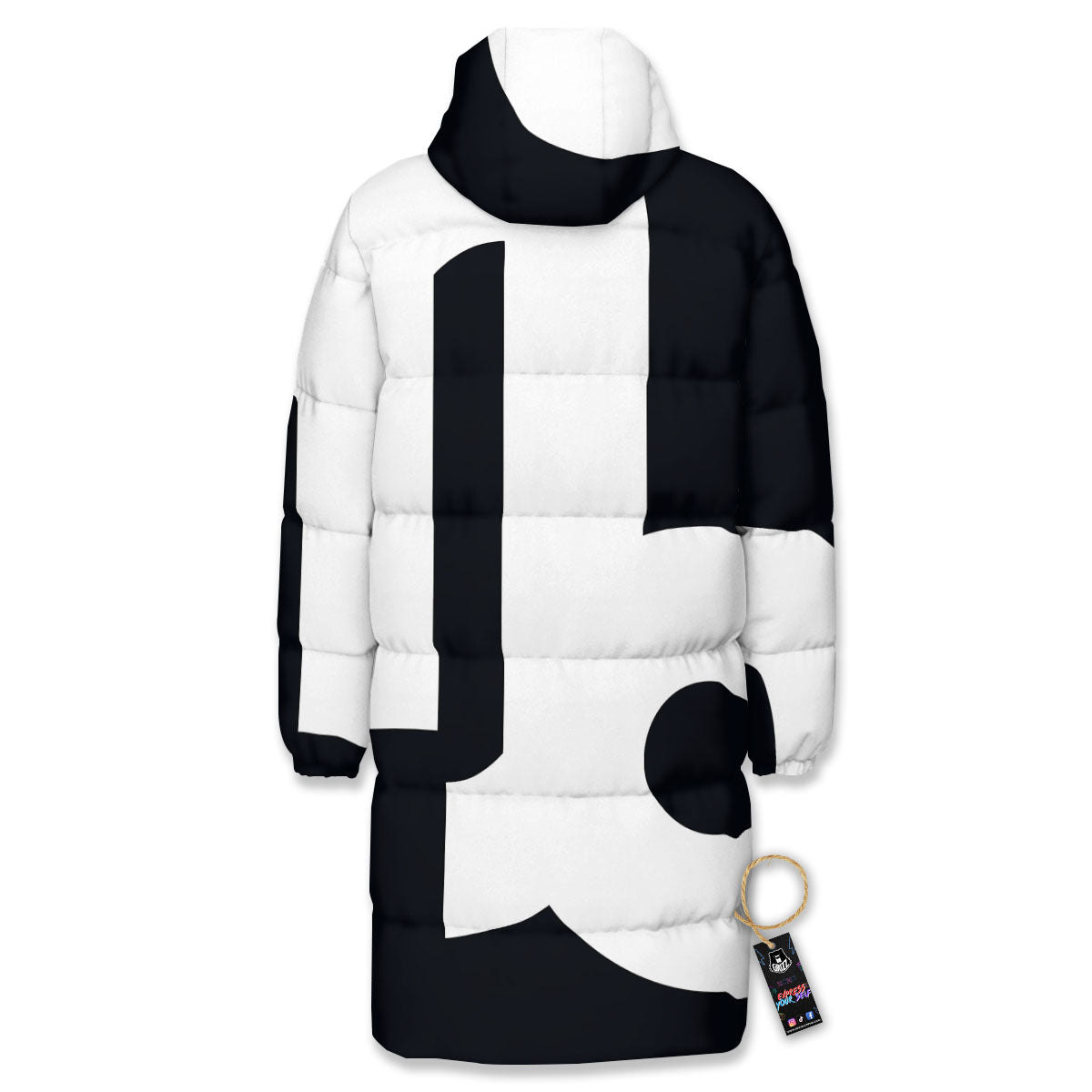 Capricorn Sign Zodiac White And Black Print Long Down Jacket
