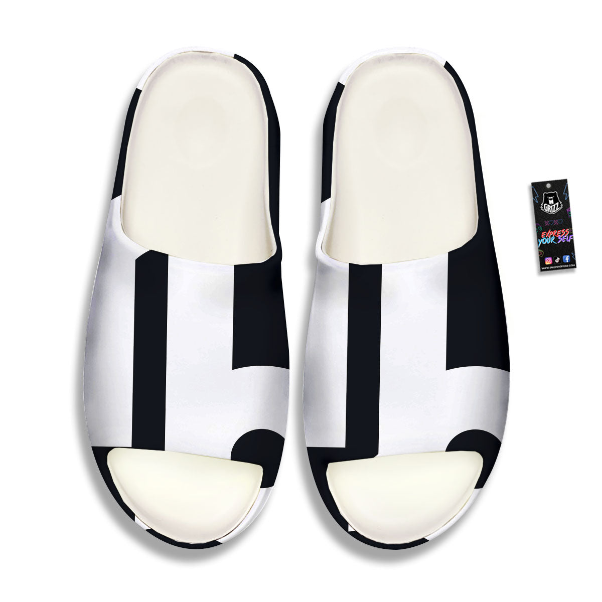 Capricorn Sign Zodiac White And Black Print Sandals-grizzshop