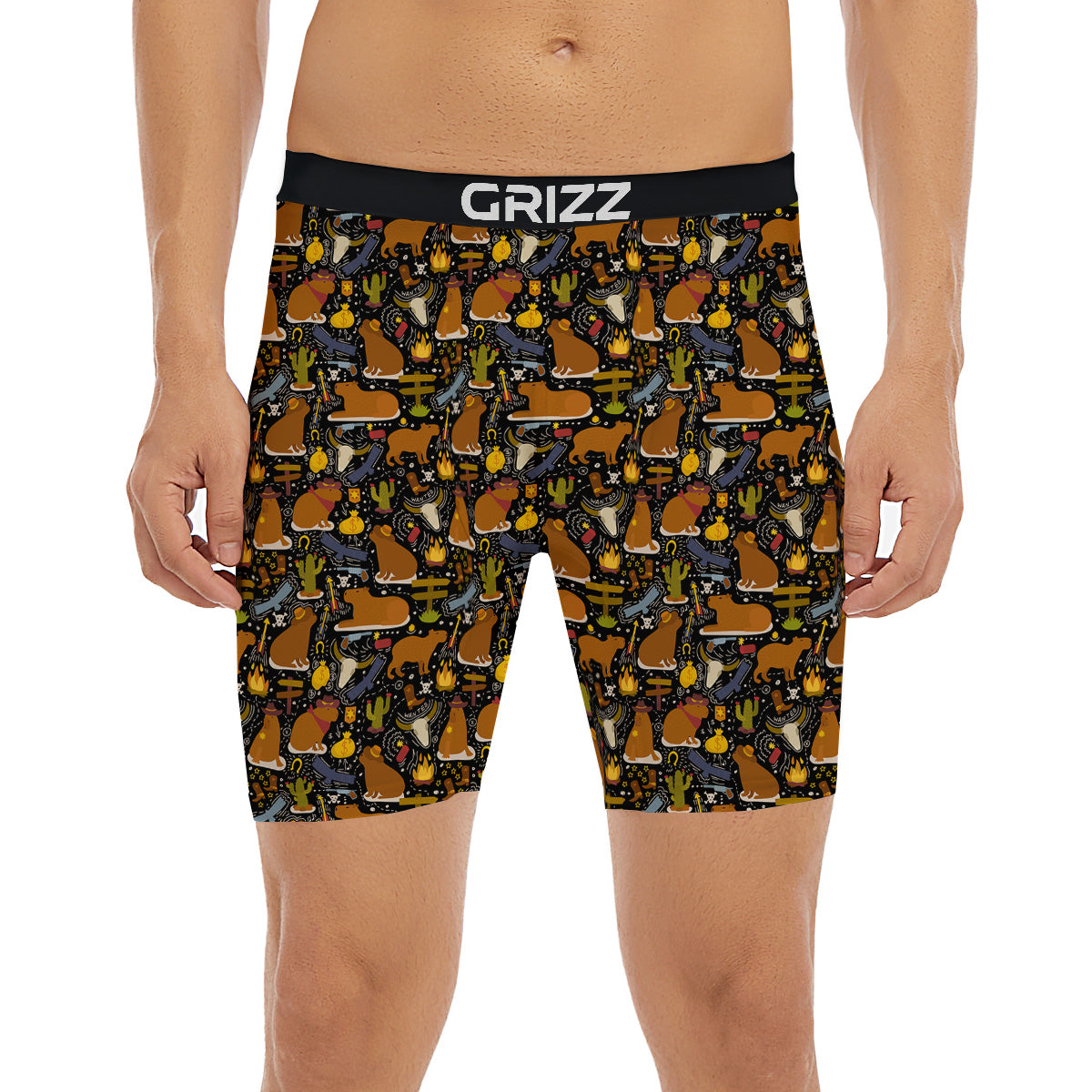 Capybaras Print Pattern Boxer Briefs-grizzshop