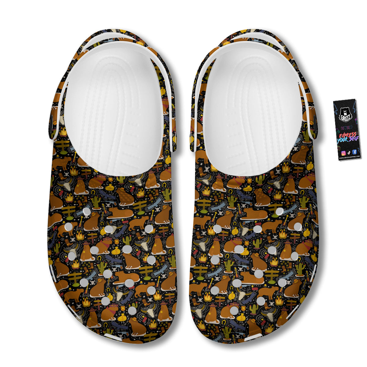 Capybaras Print Pattern Clog-grizzshop
