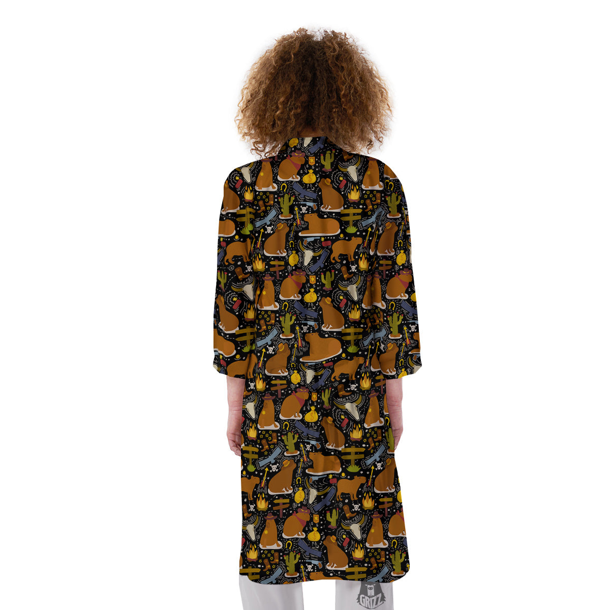 Capybaras Print Pattern Kimono-grizzshop