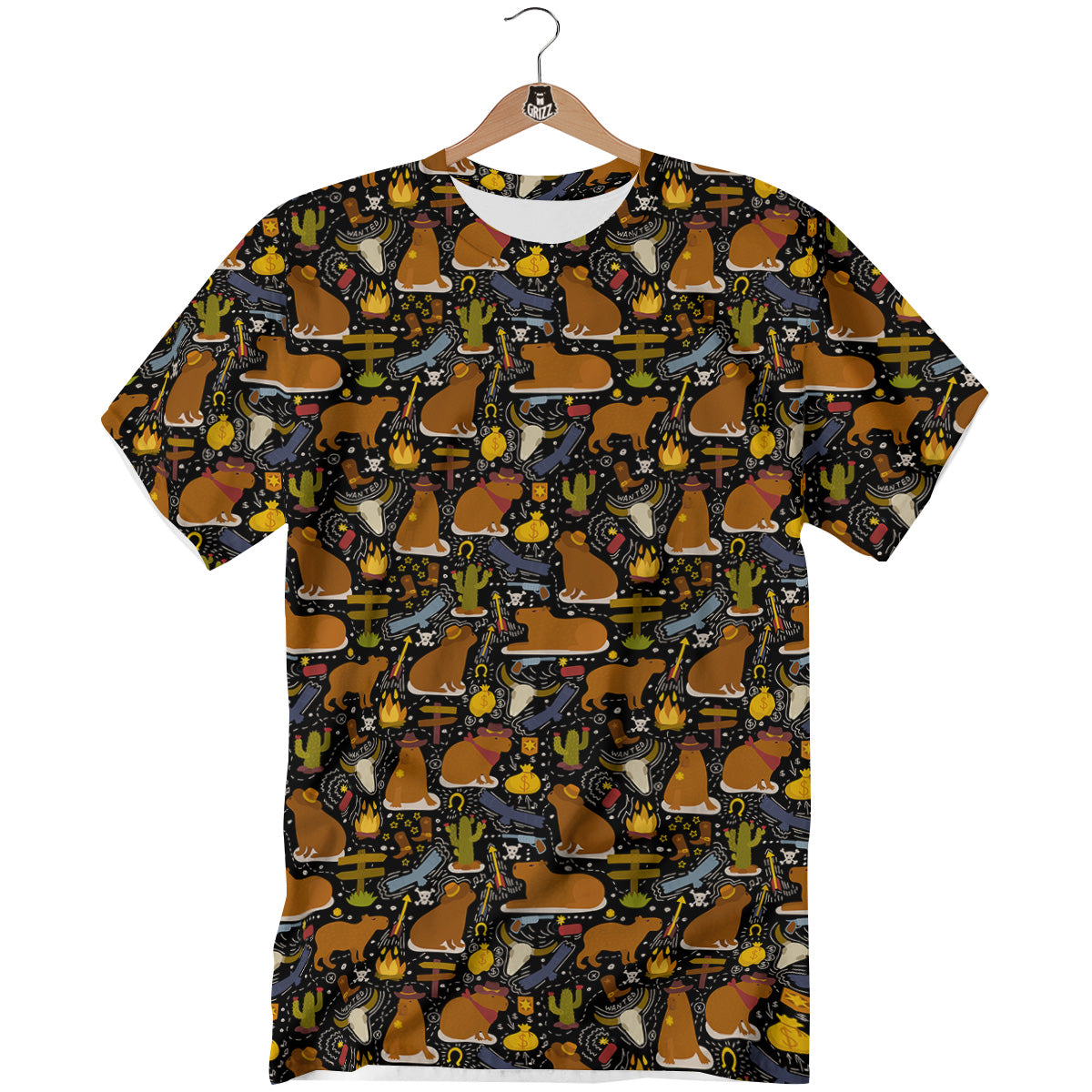 Capybaras Print Pattern T-Shirt-grizzshop