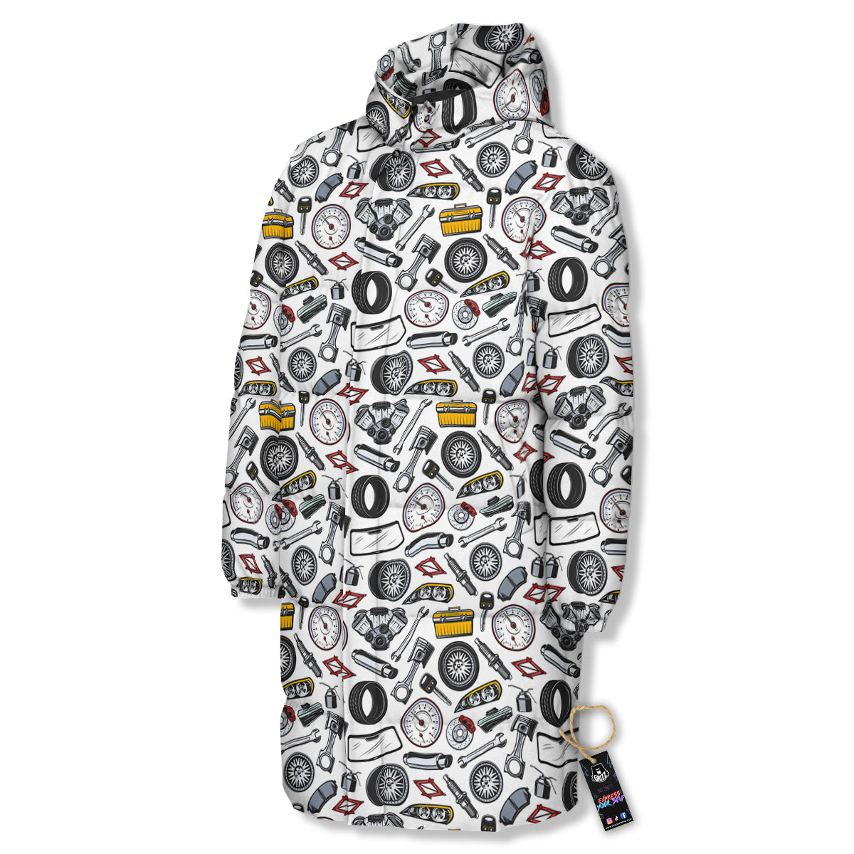 Car Vehicle Accessories Print Pattern Long Down Jacket-grizzshop