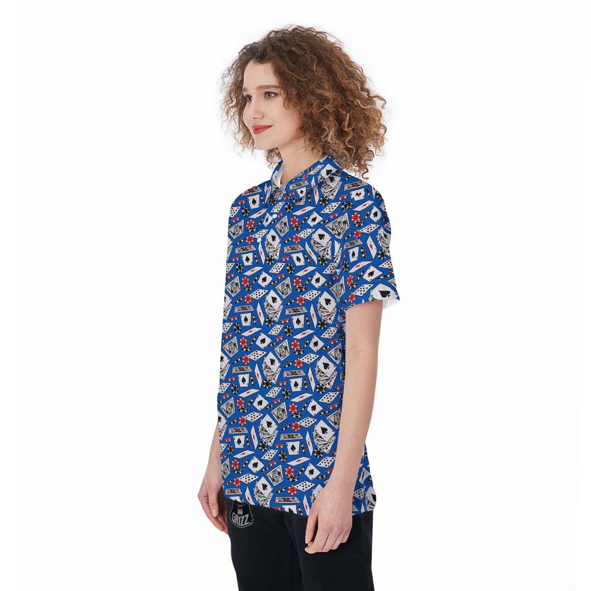 Card And Casino Chip Print Pattern Women's Golf Shirts-grizzshop
