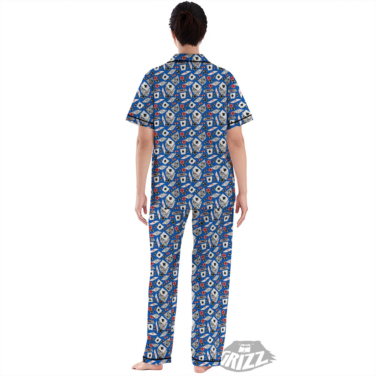 Card And Casino Chip Print Pattern Women's Pajamas Set-grizzshop