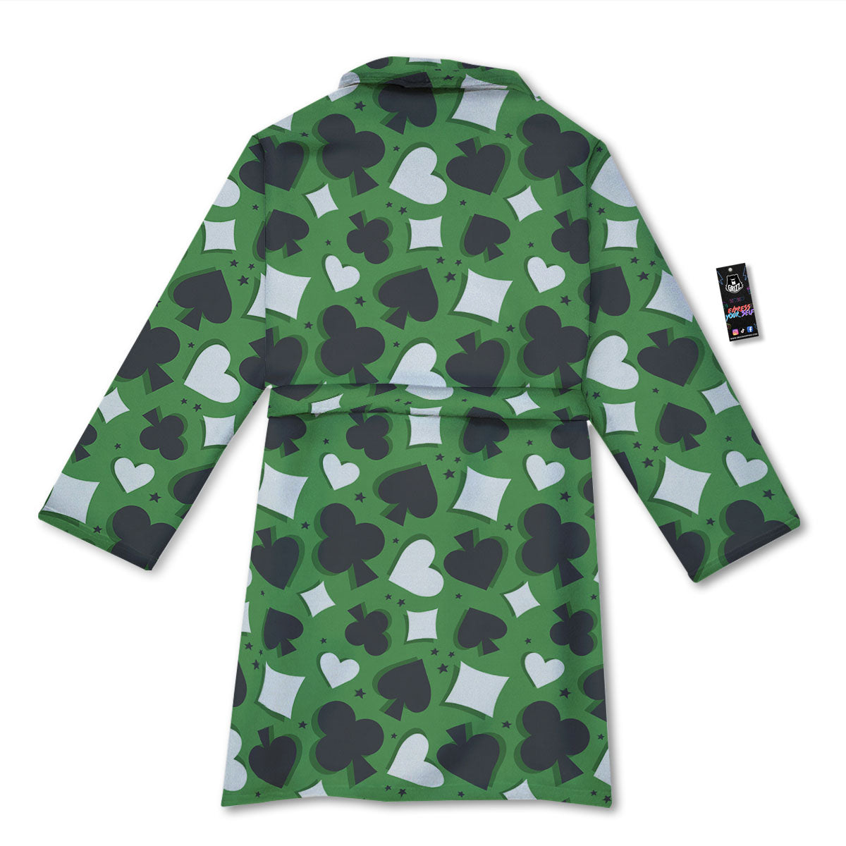 Card Suits Green Playing Print Pattern Bathrobe-grizzshop