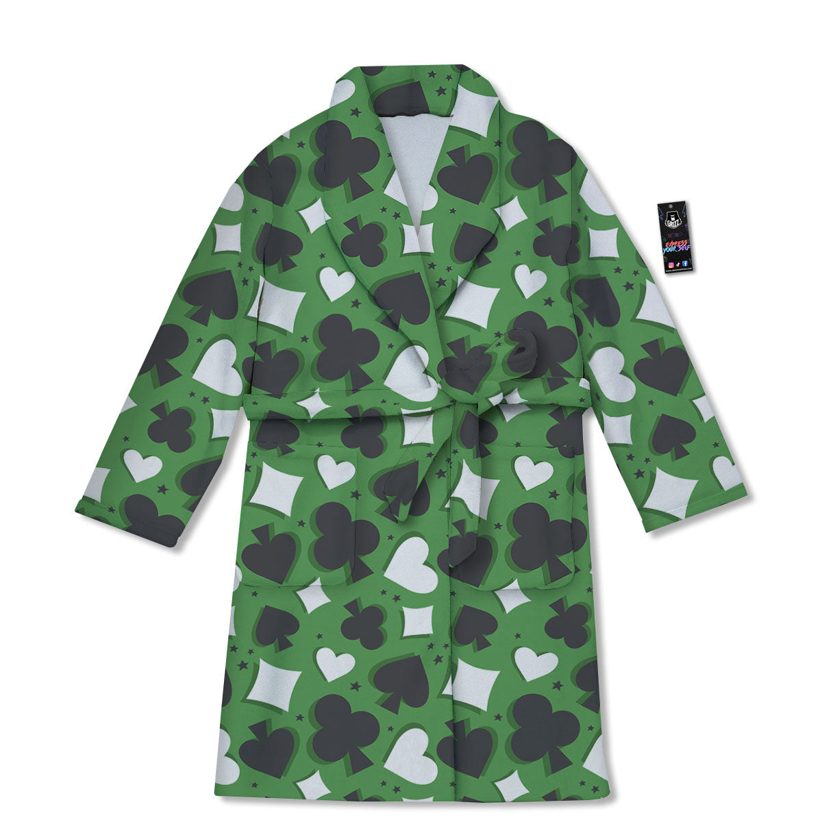 Card Suits Green Playing Print Pattern Bathrobe-grizzshop
