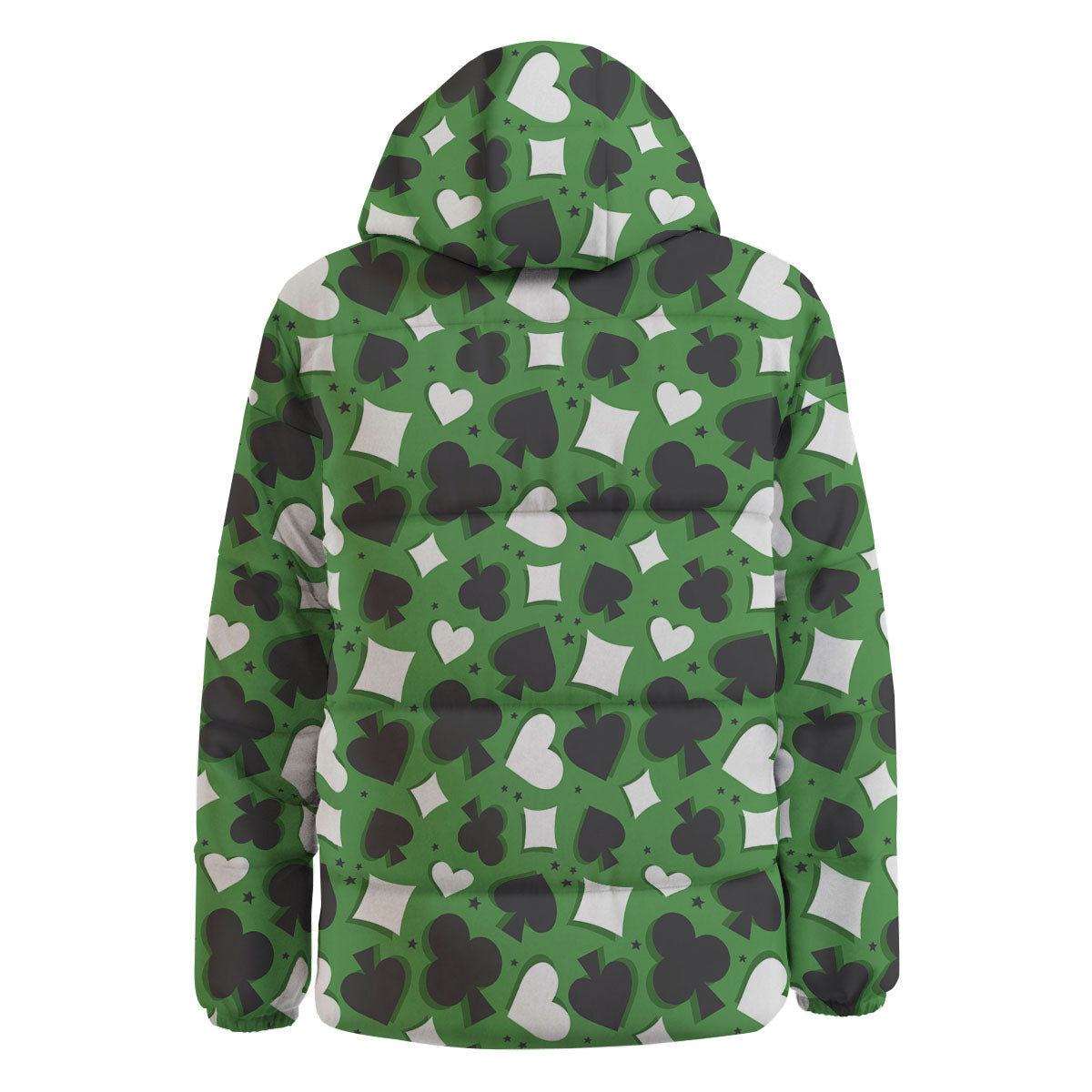 Card Suits Green Playing Print Pattern Down Jacket-grizzshop
