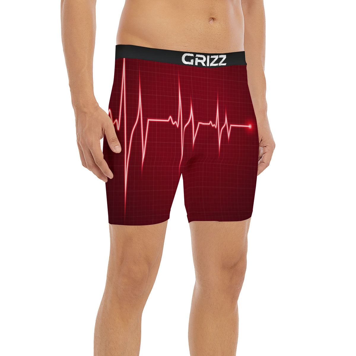 Cardiogram Heartbeat Print Boxer Briefs-grizzshop
