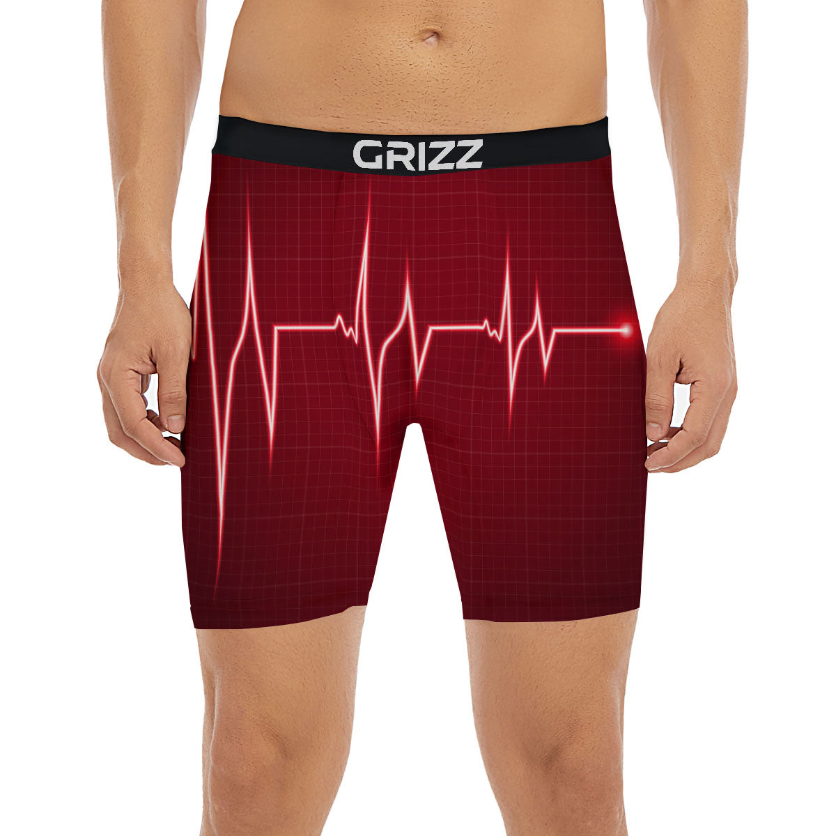 Cardiogram Heartbeat Print Boxer Briefs-grizzshop