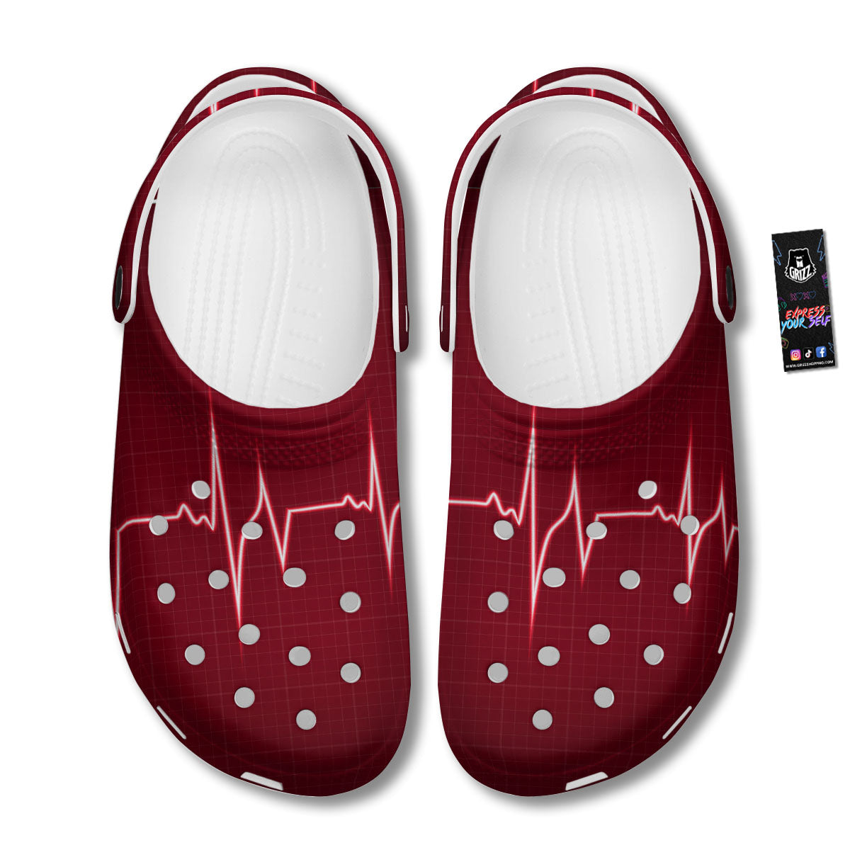 Cardiogram Heartbeat Print Clog-grizzshop