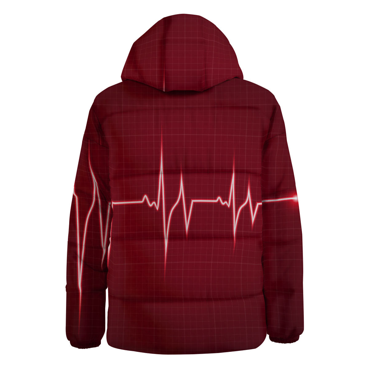Cardiogram Heartbeat Print Down Jacket-grizzshop