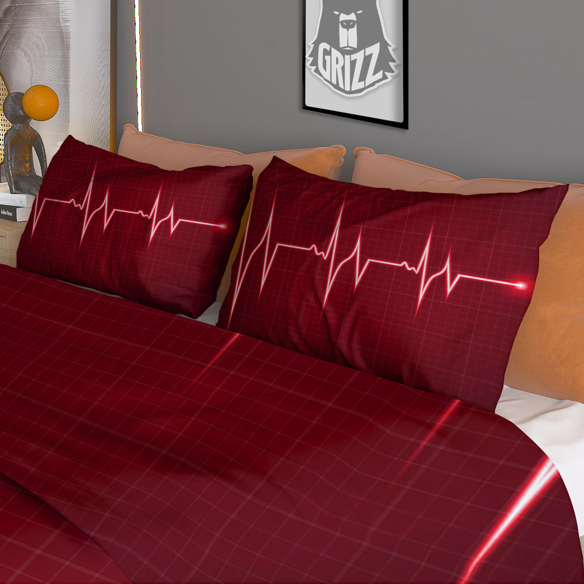 Cardiogram Heartbeat Print Duvet Cover Bedding Set