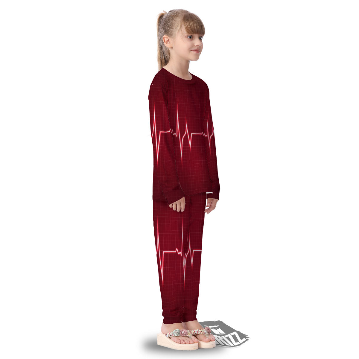 Cardiogram Heartbeat Print Kid's Pajamas-grizzshop