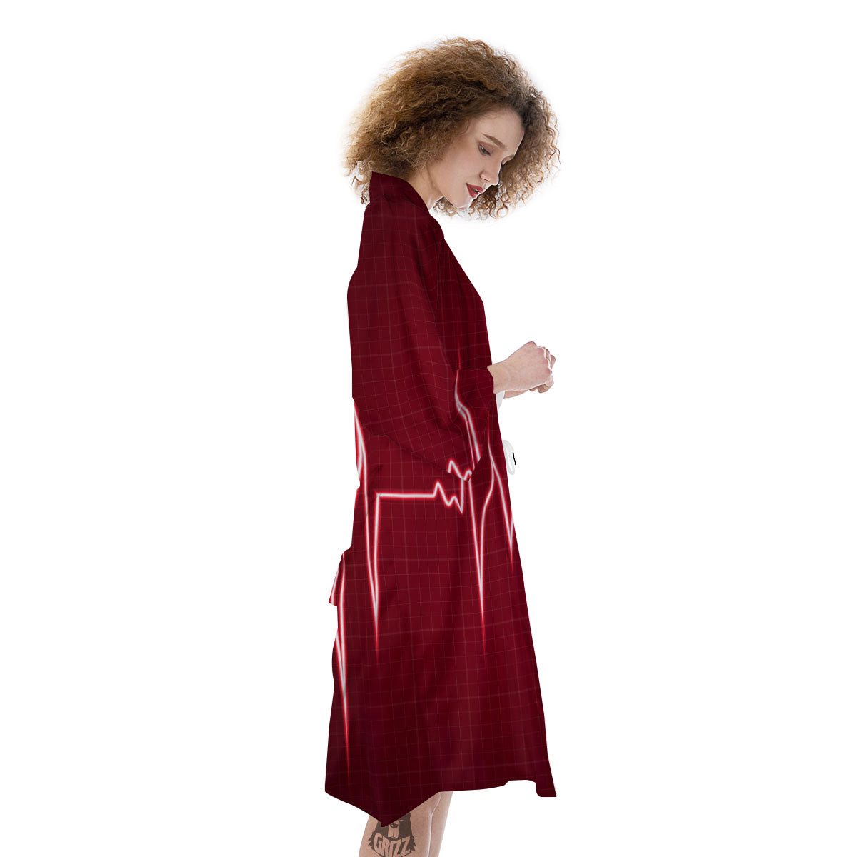 Cardiogram Heartbeat Print Kimono-grizzshop