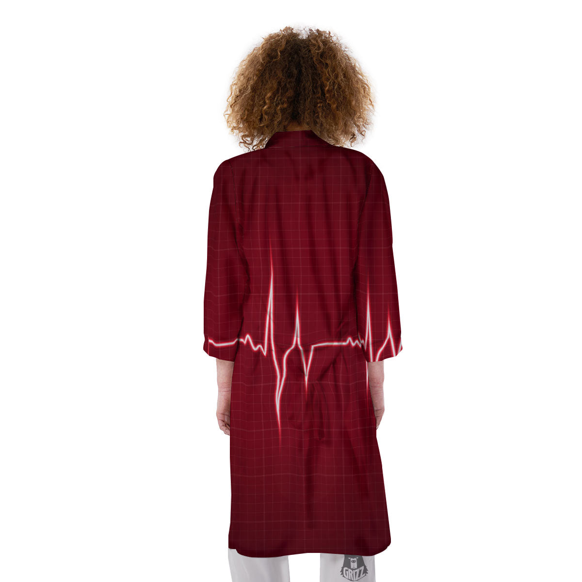 Cardiogram Heartbeat Print Kimono-grizzshop