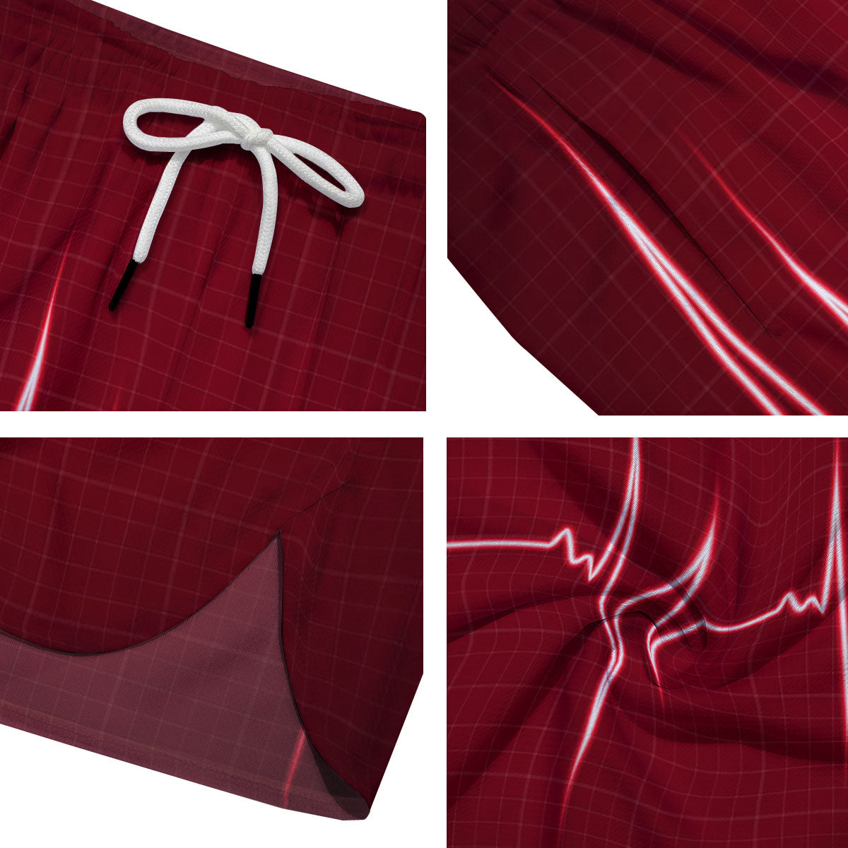 Cardiogram Heartbeat Print Men's Running Shorts-grizzshop