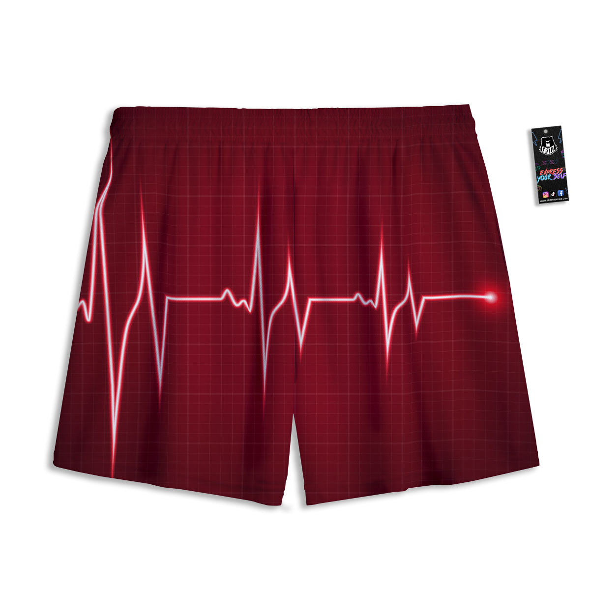 Cardiogram Heartbeat Print Mesh Shorts