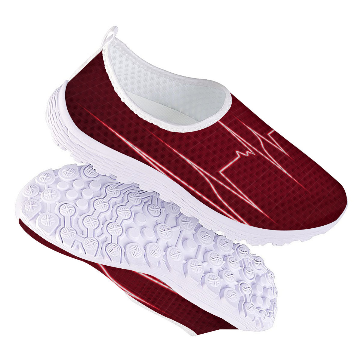 Cardiogram Heartbeat Print Nurse Shoes-grizzshop